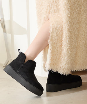 サイドスリット厚底ムートンショートブーツ/51425