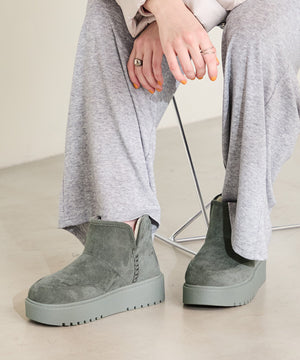 サイドスリット厚底ムートンショートブーツ/51425