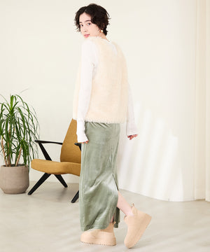 サイドスリット厚底ムートンショートブーツ/51425