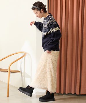 サイドスリット厚底ムートンショートブーツ/51425