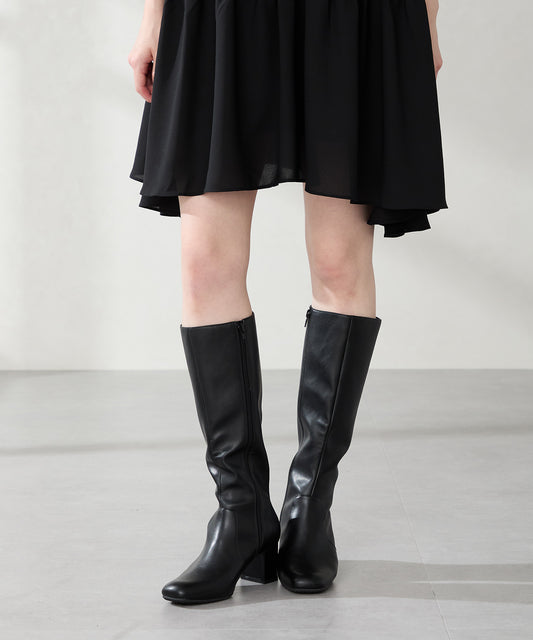 スクエアトゥチャンキーヒールロングブーツ/51501