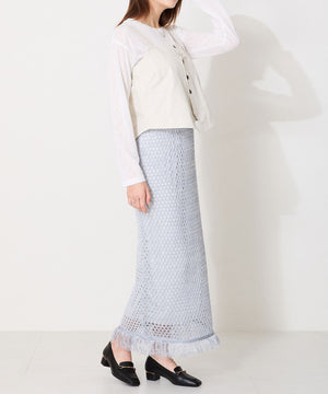 メタリックラインビットヒールローファー/52101