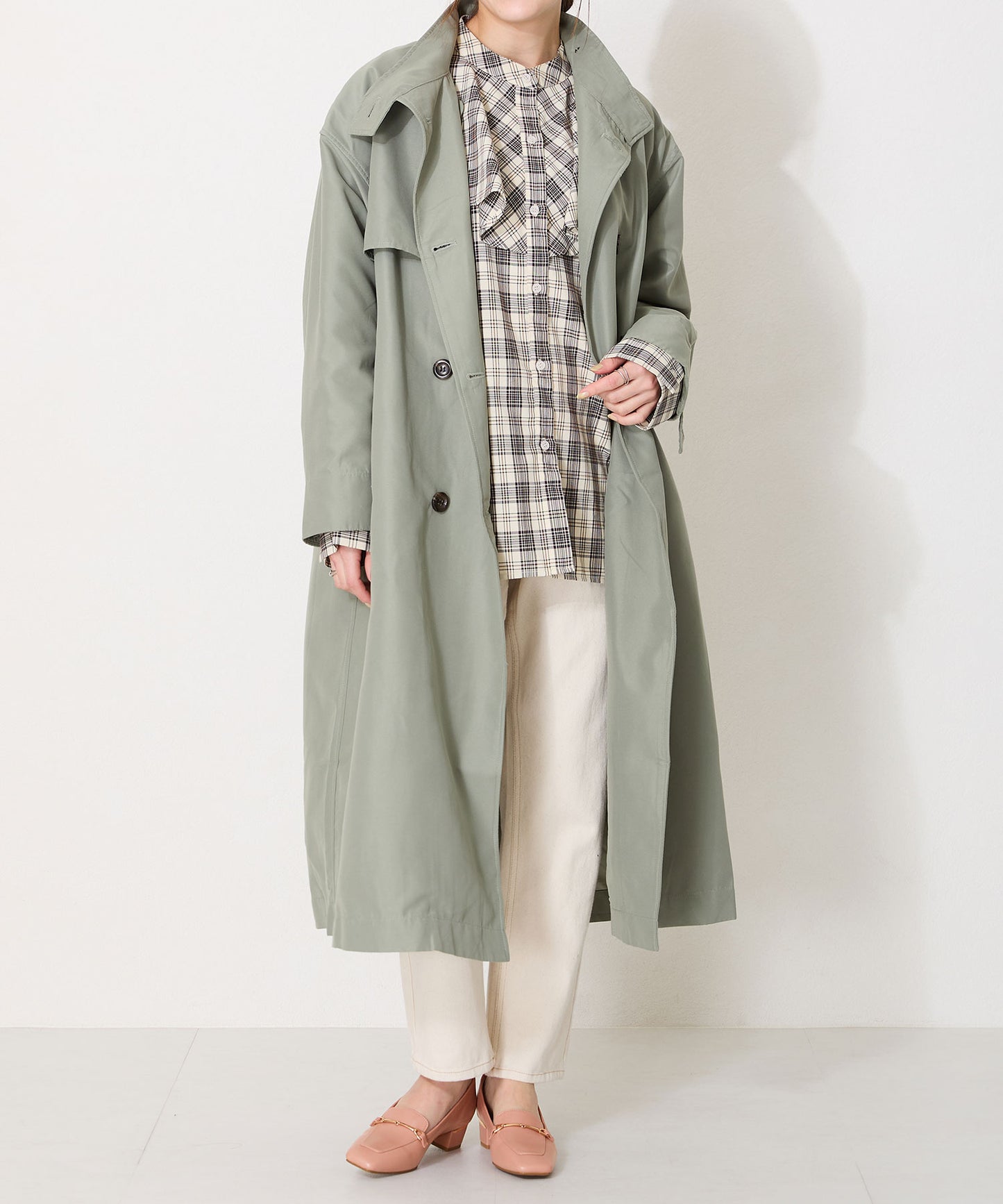 メタリックラインビットヒールローファー/52101