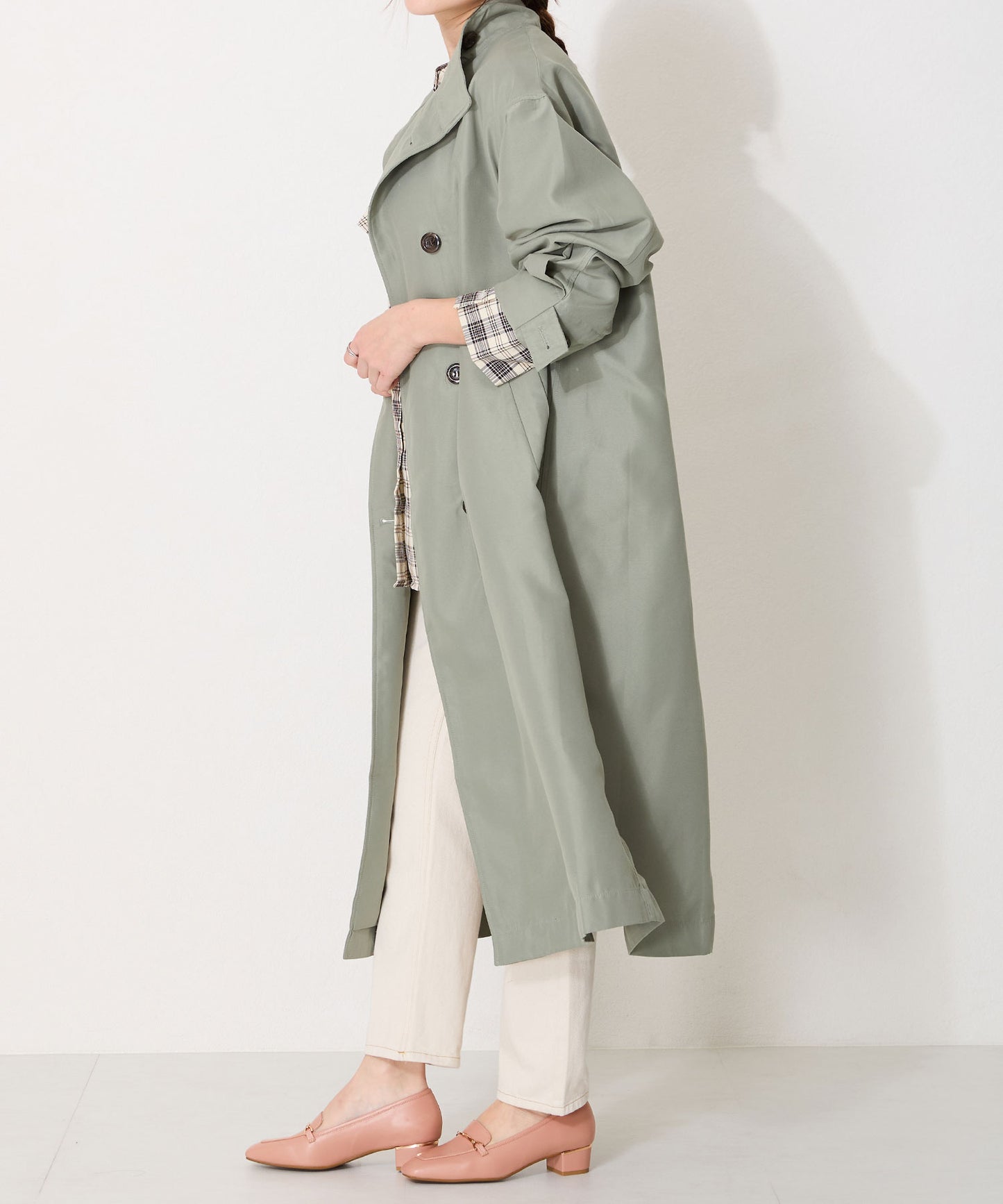 メタリックラインビットヒールローファー/52101