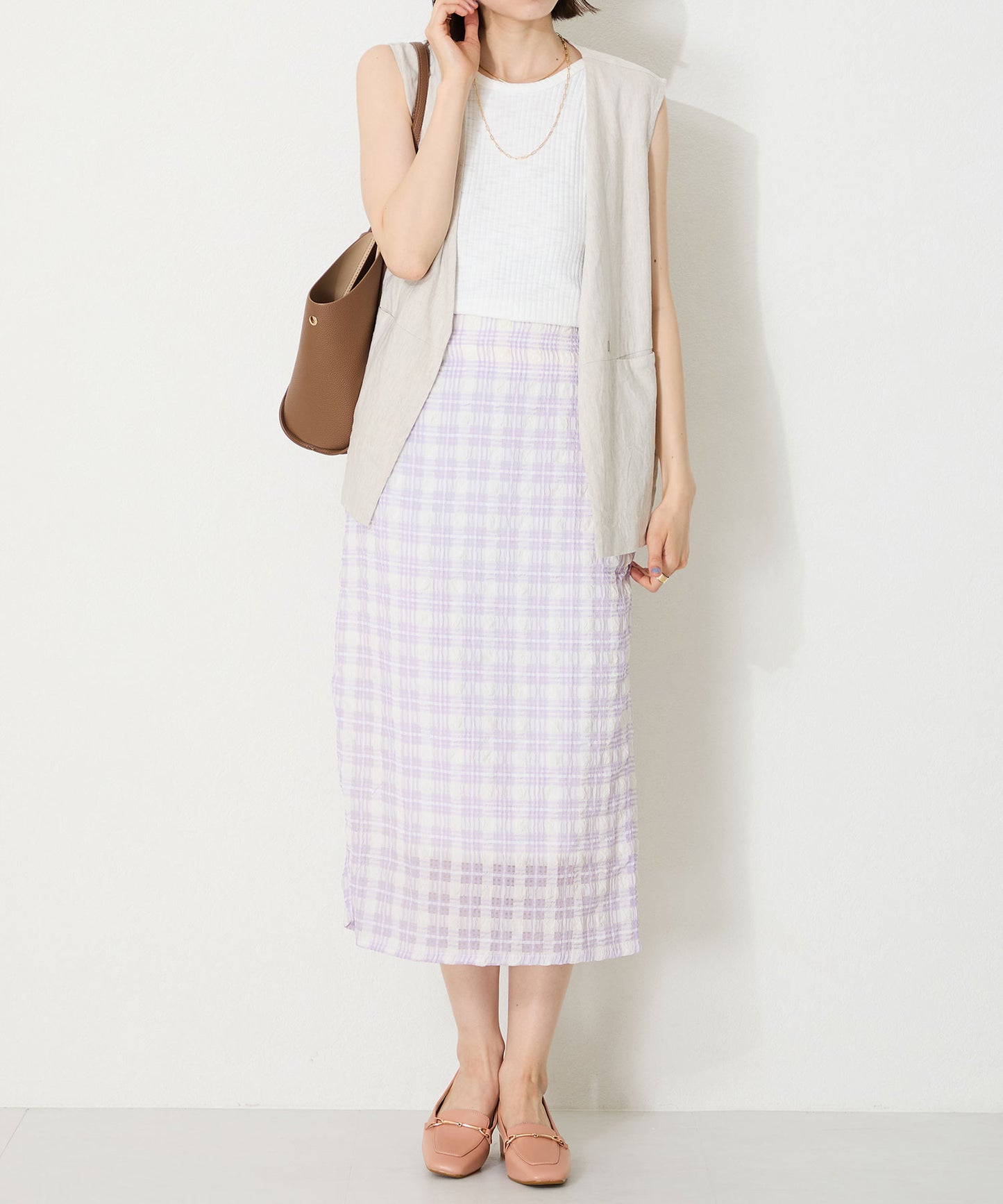 メタリックラインビットヒールローファー/52101