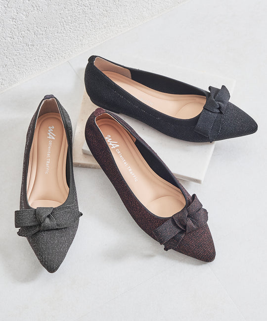 ラメニットリボンパンプス/52106