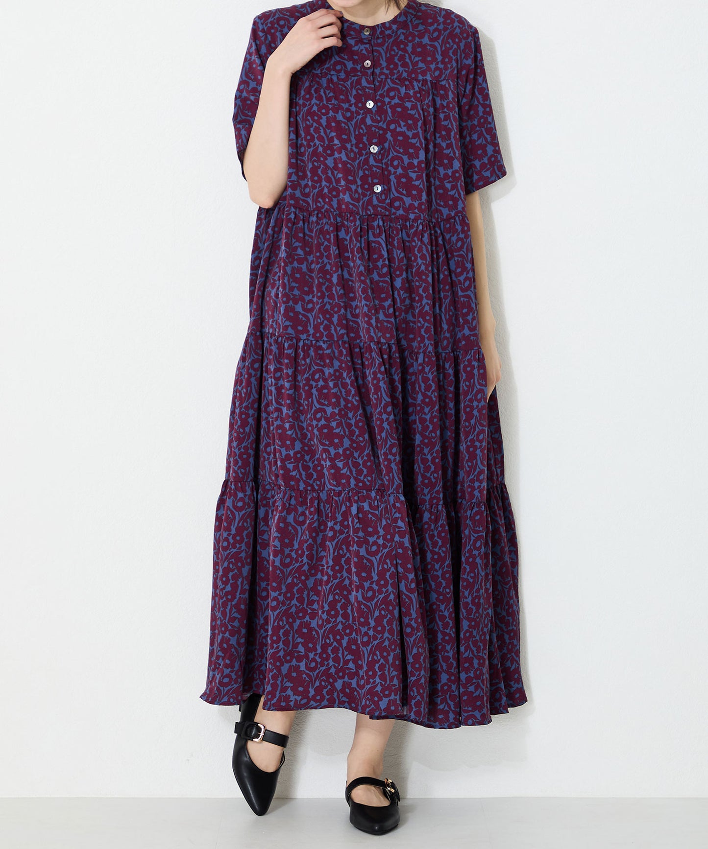 配色バックル柔らかフラットパンプス/52118