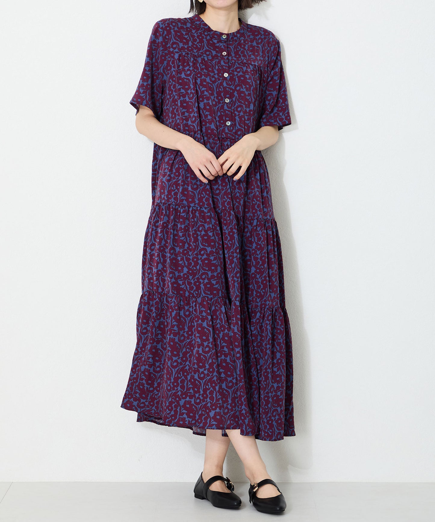 配色バックル柔らかフラットパンプス/52118