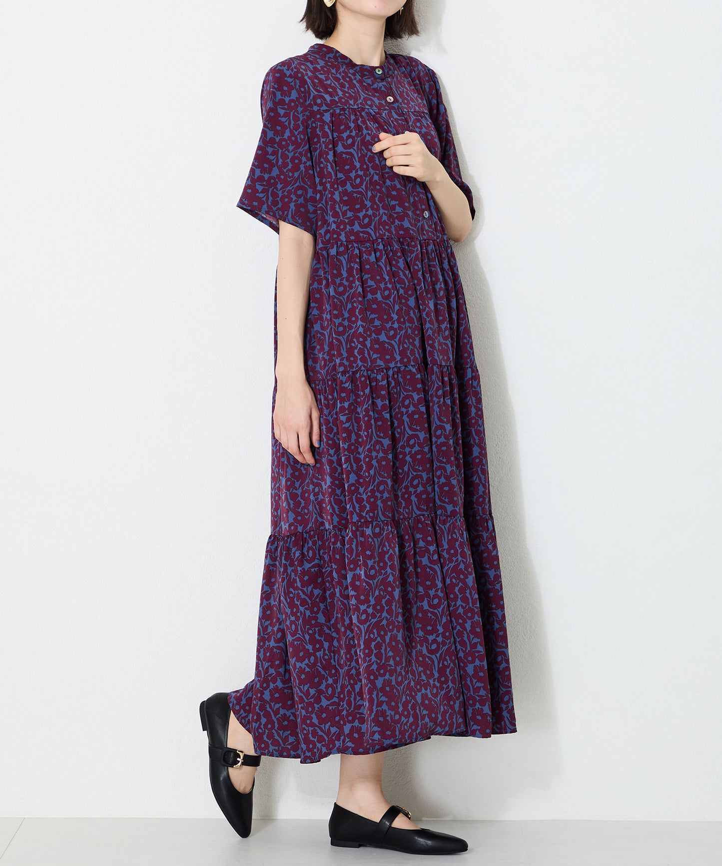 配色バックル柔らかフラットパンプス/52118