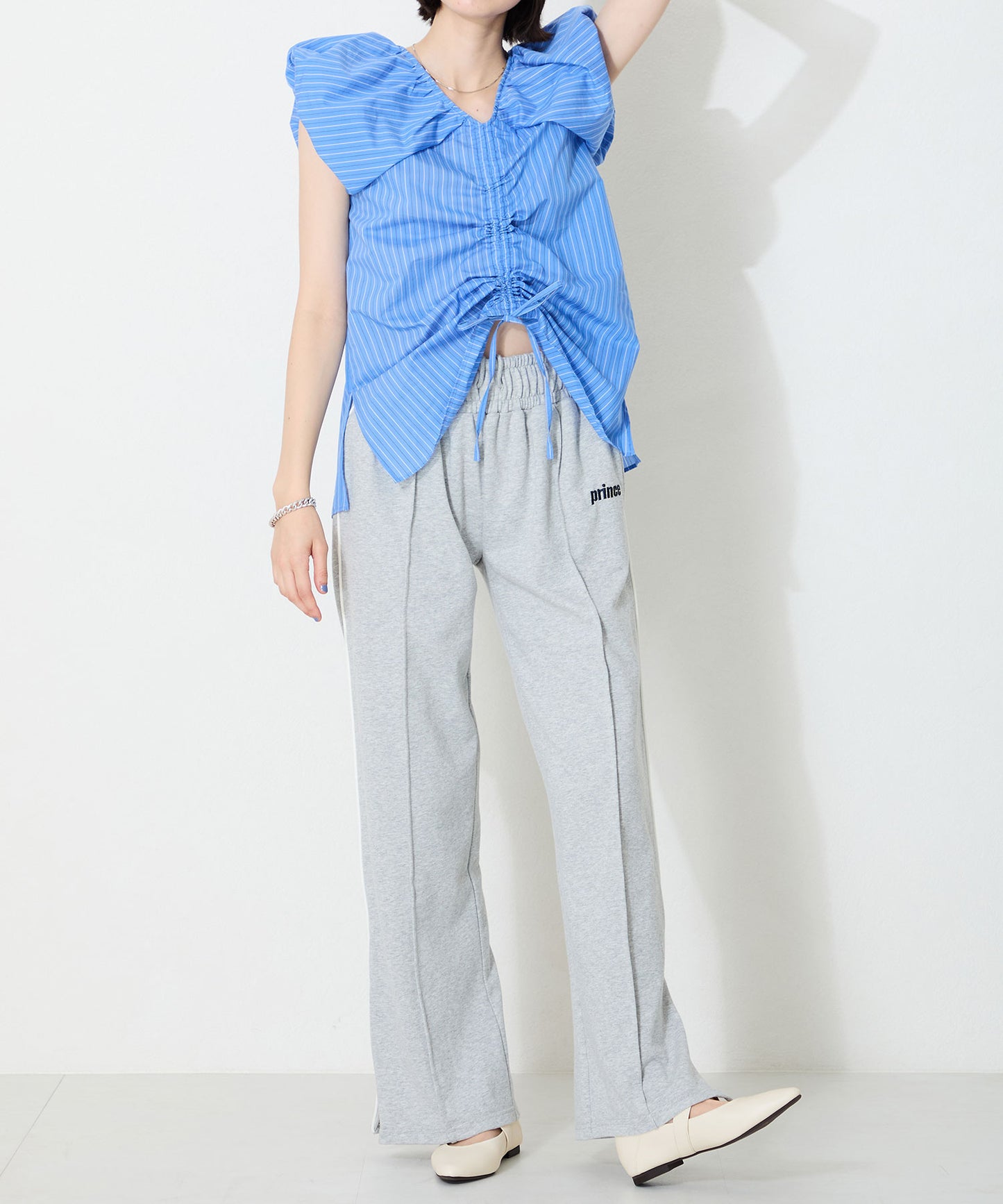 配色バックル柔らかフラットパンプス/52118