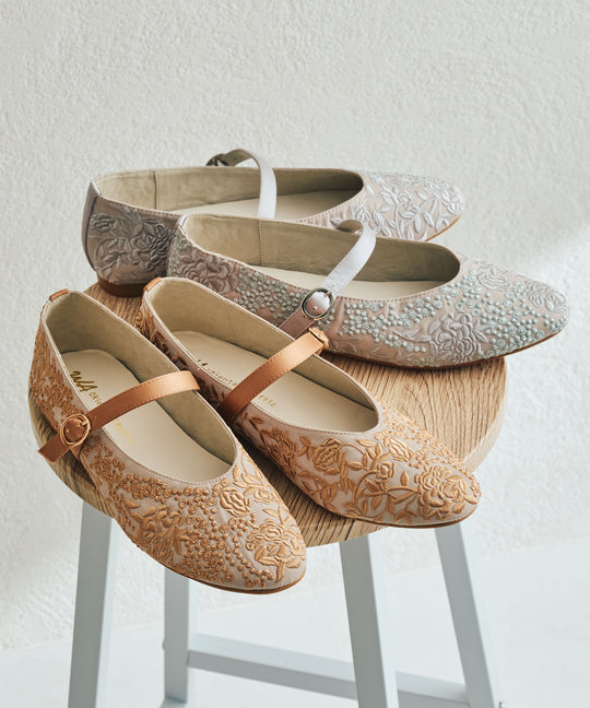 フラワー刺繍メリージェーンパンプス/52119