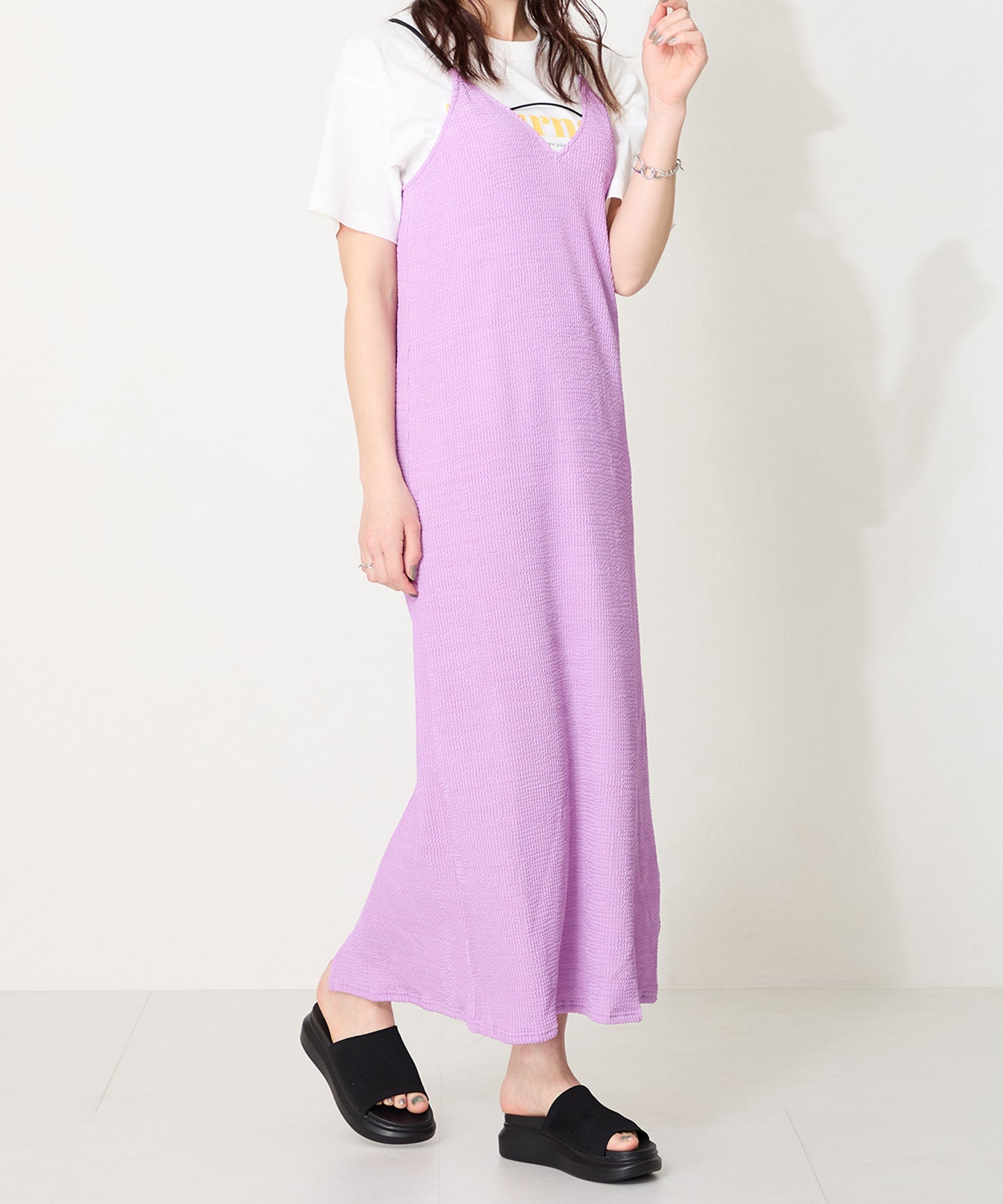 厚底ニットミュールサンダル/52215