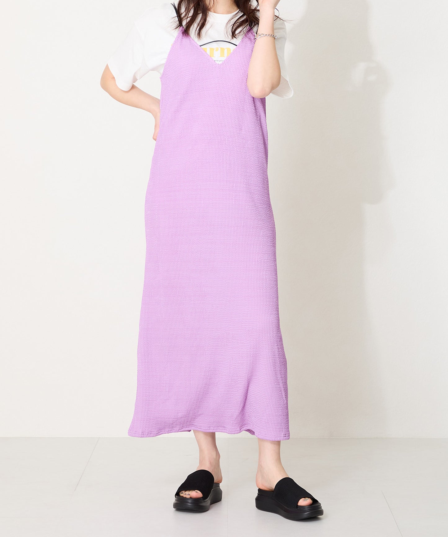 厚底ニットミュールサンダル/52215