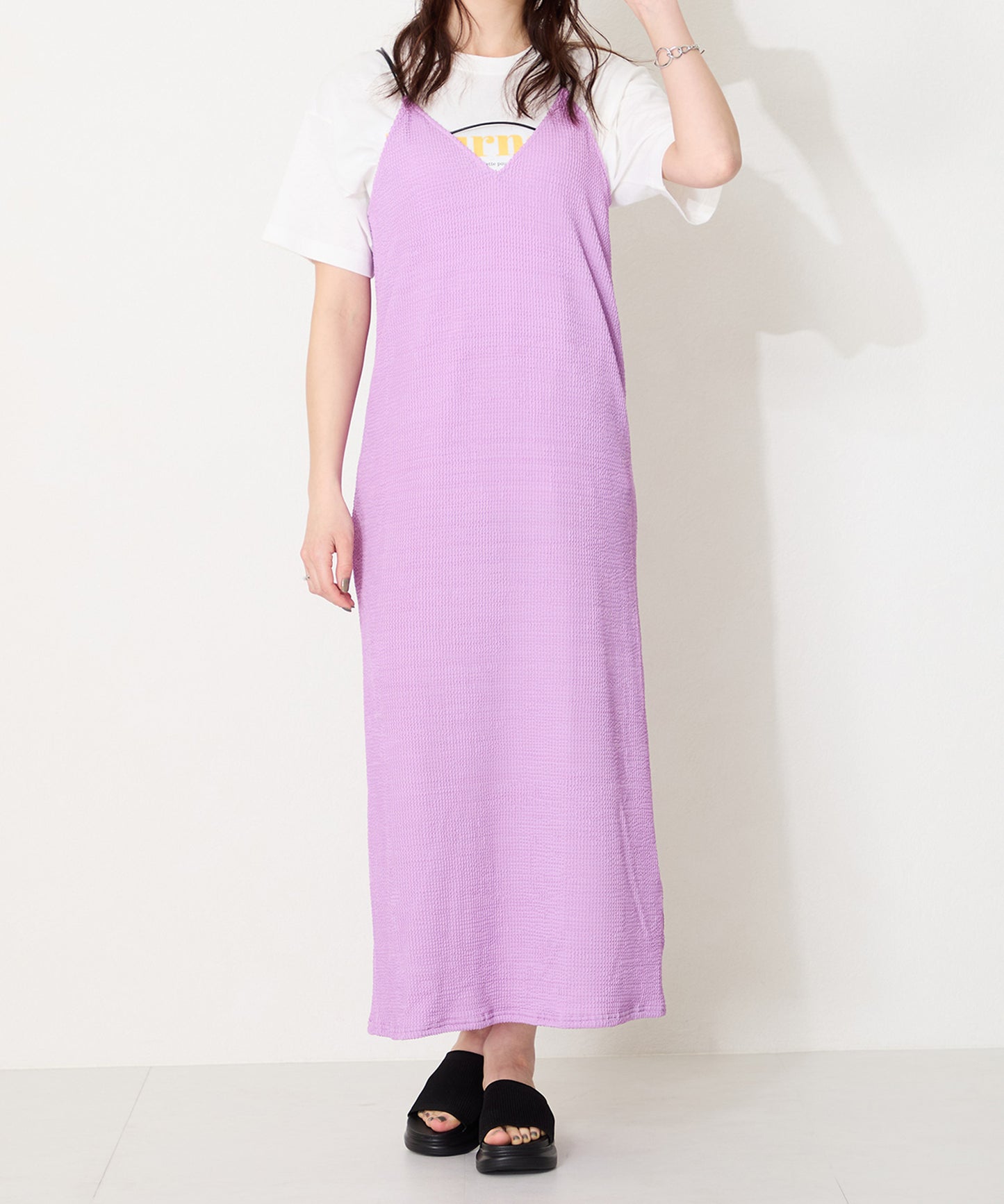 厚底ニットミュールサンダル/52215