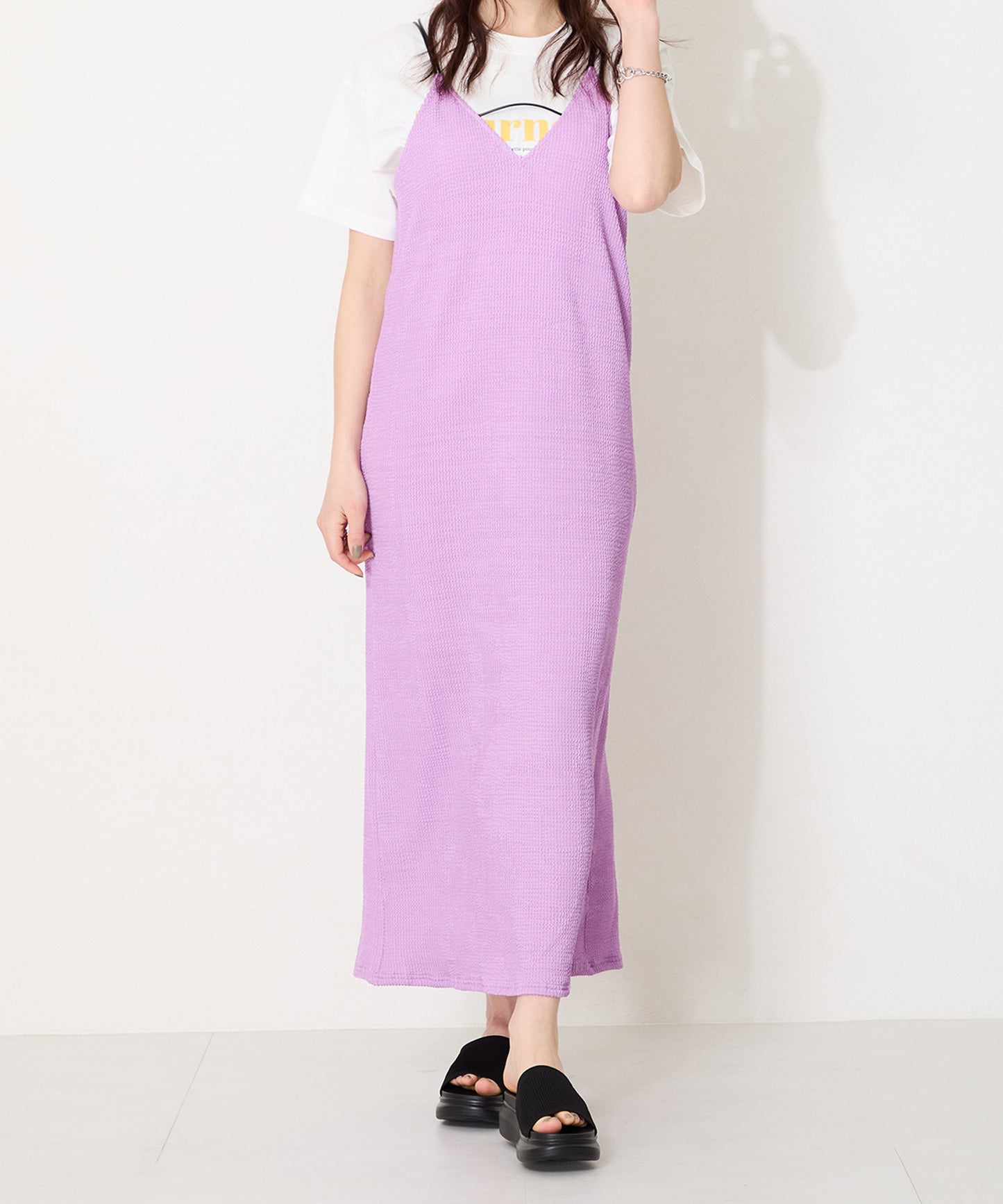 厚底ニットミュールサンダル/52215