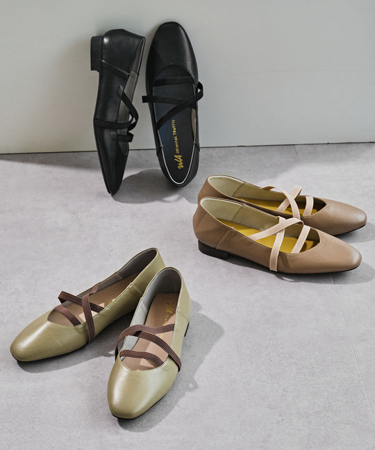 ゴムストラップフラットパンプス/52305