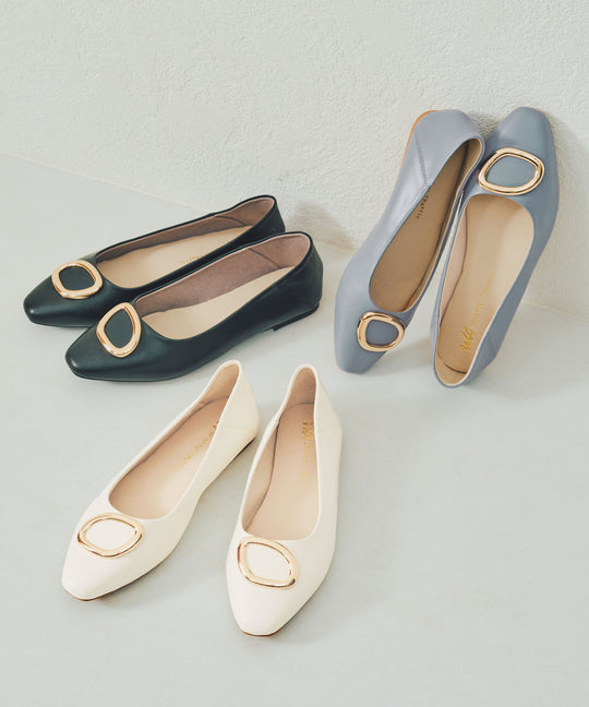 ゴールドモチーフフラットパンプス/52309