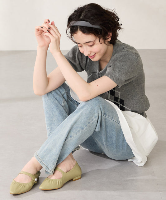 ギャザーデザインメリージェーンパンプス/52316