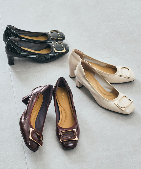 変形モチーフソフトエナメルパンプス/52319