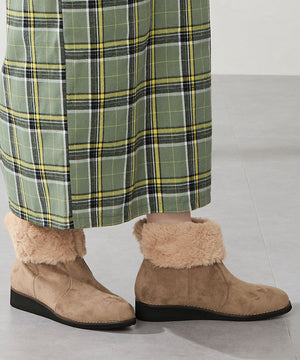 たっぷりファーウエッジソールブーツ/52411