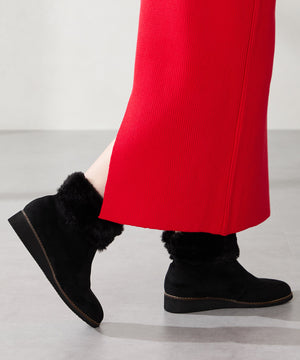 たっぷりファーウエッジソールブーツ/52411