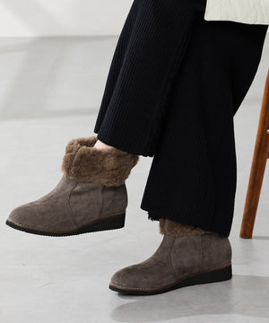 たっぷりファーウエッジソールブーツ/52411