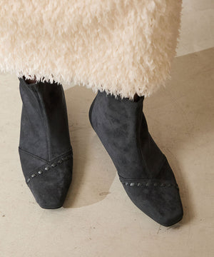 ステッチデザインスエードショートブーツ/52414