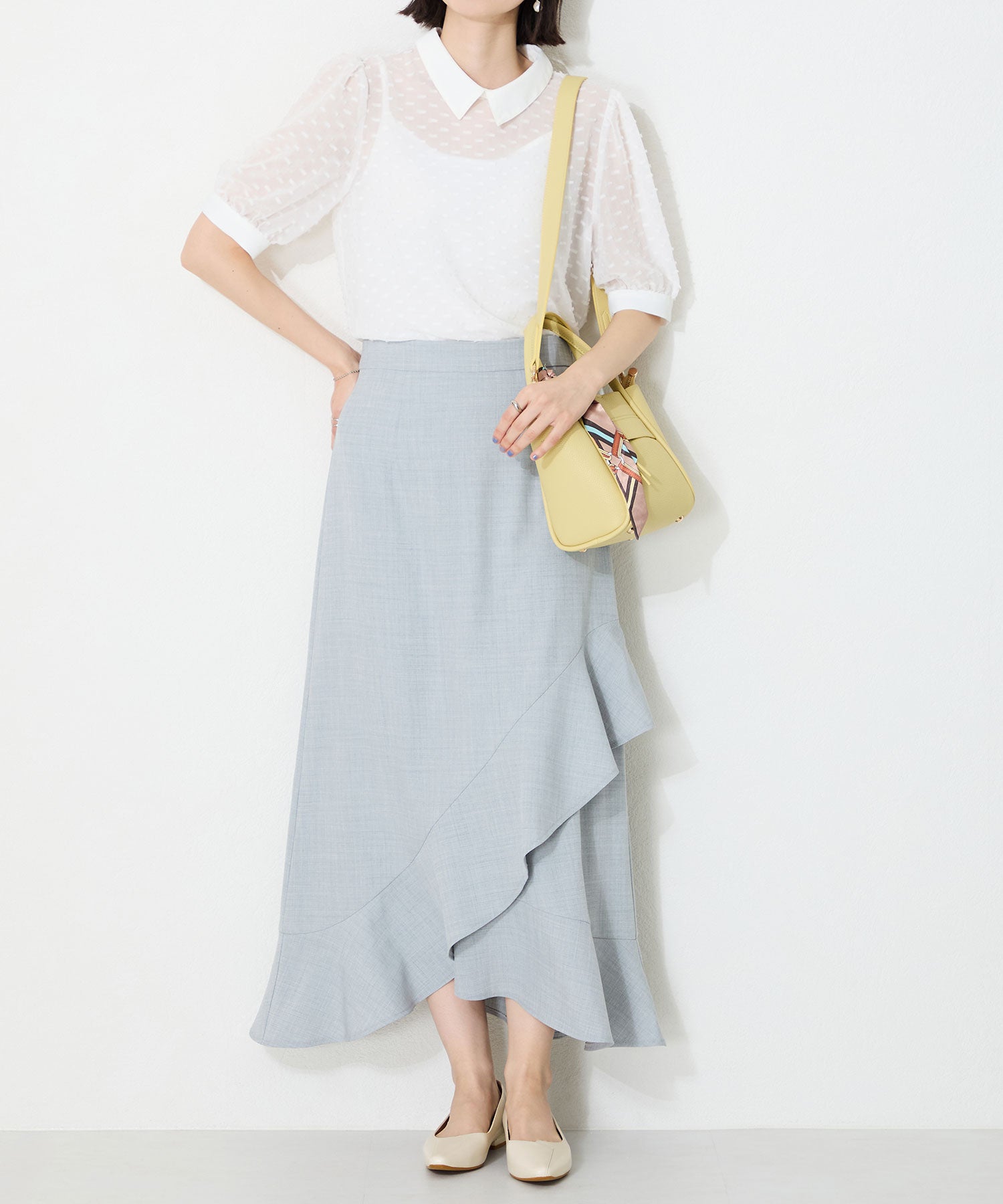 WEB限定】アシンメトリーデザインフラットパンプス/55102