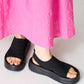 【WEB限定】【Fit meサンダル】サイドオープンニット厚底サンダル/55207