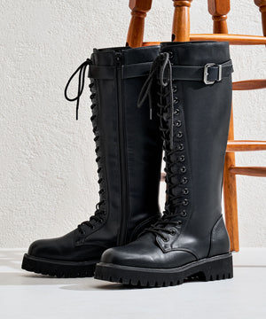 サイドベルトレースアップロングブーツ/55501