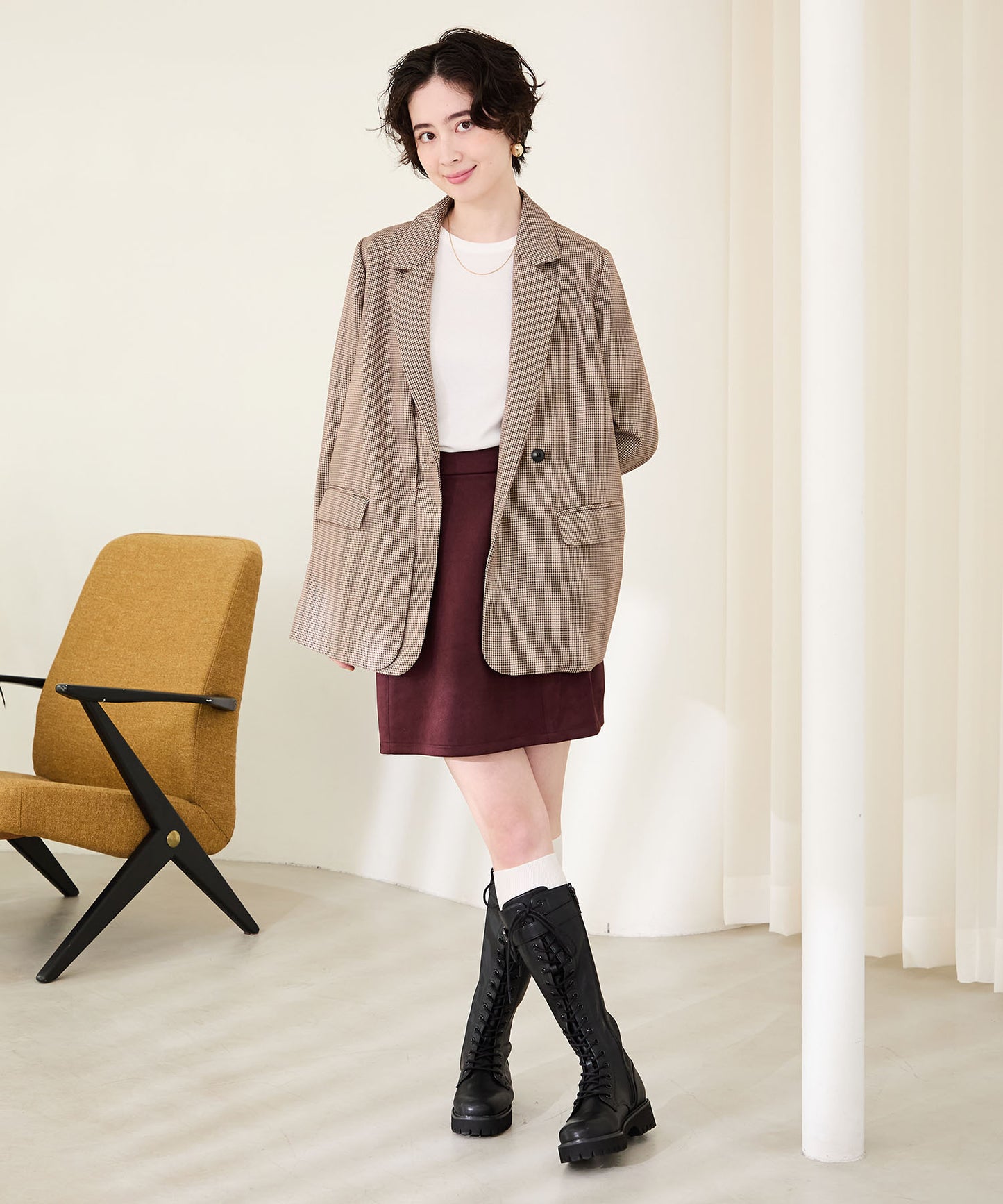 サイドベルトレースアップロングブーツ/55501