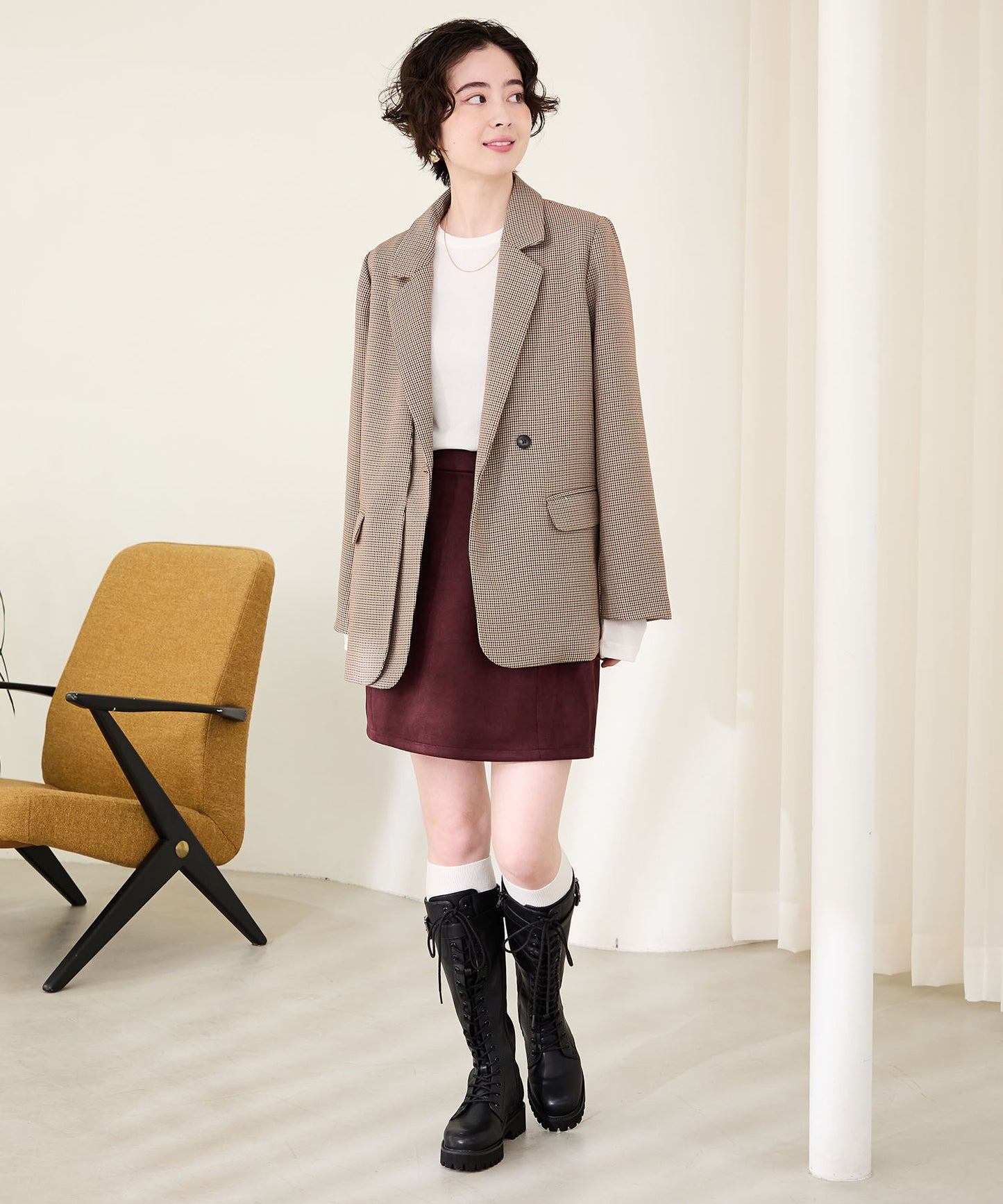 サイドベルトレースアップロングブーツ/55501