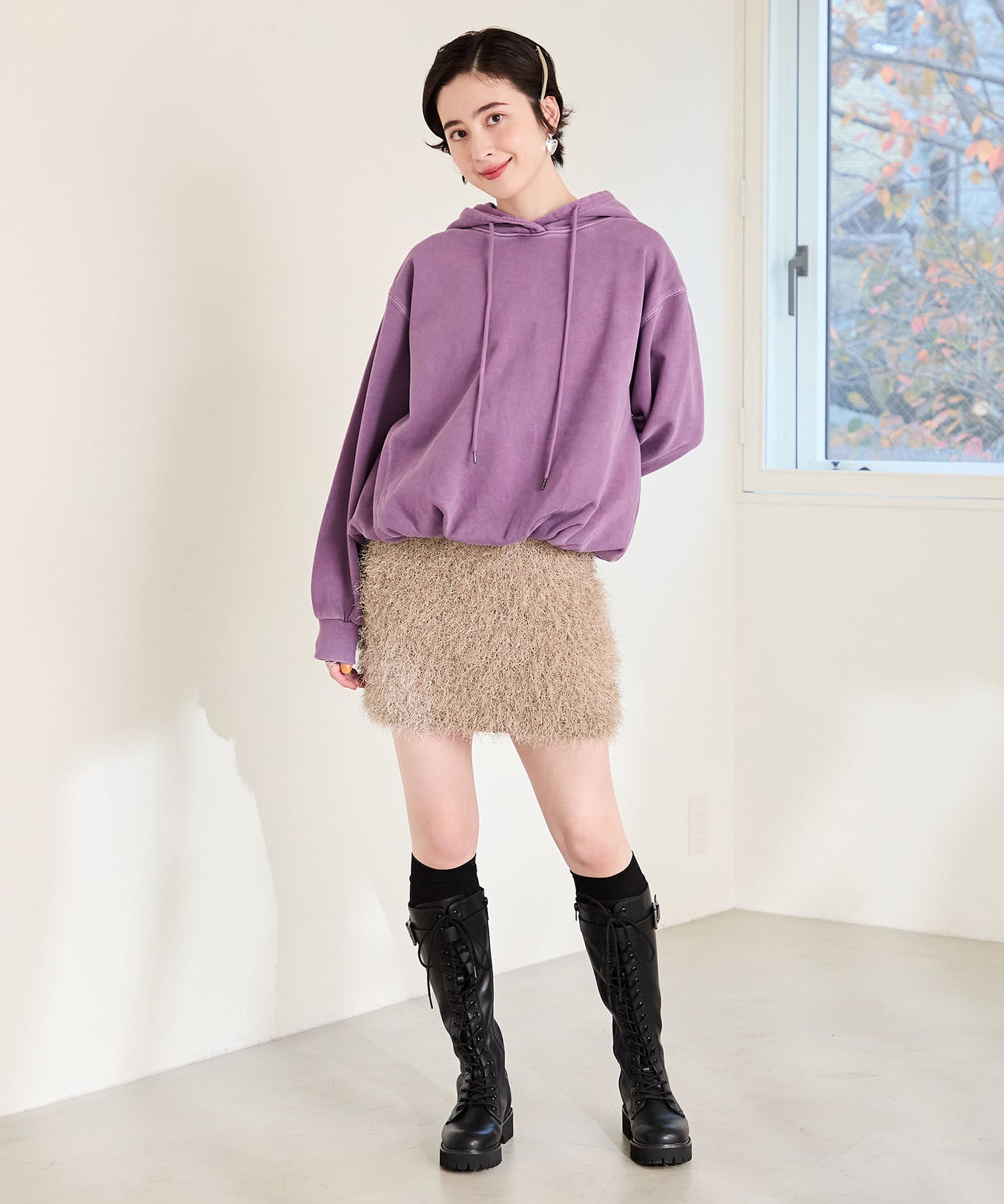 サイドベルトレースアップロングブーツ/55501