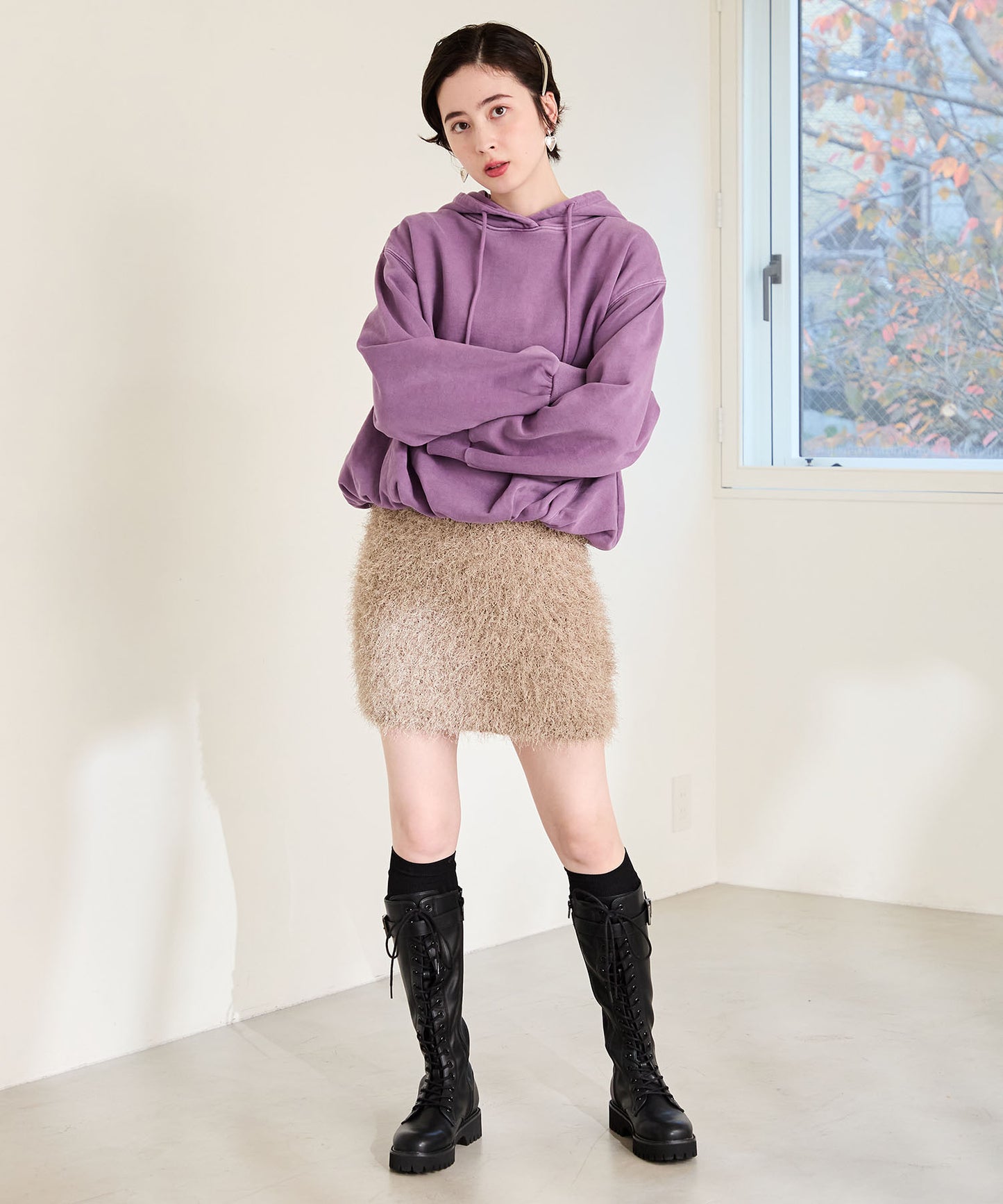 サイドベルトレースアップロングブーツ/55501