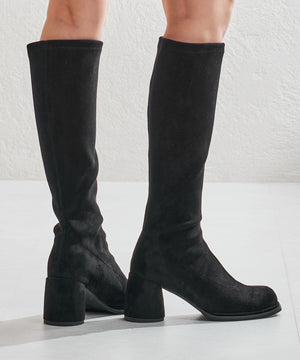 【WEB限定】ピタッとフィットスエードヒールロングブーツ/55502
