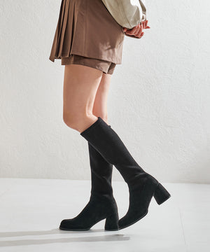 ピタッとフィットスエードヒールロングブーツ/55502