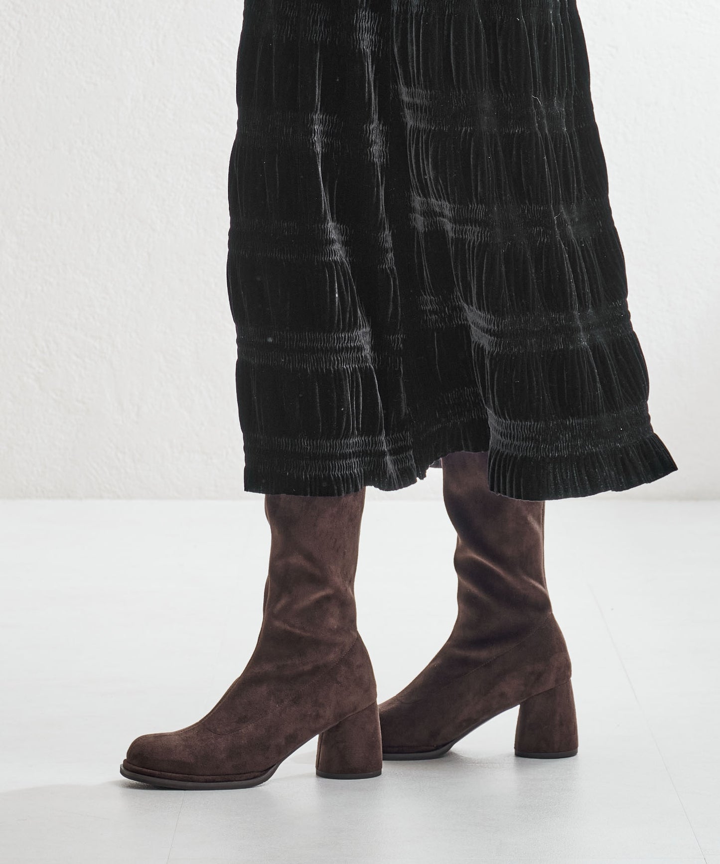 ピタッとフィットスエードヒールロングブーツ/55502