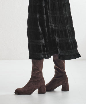 ピタッとフィットスエードヒールロングブーツ/55502