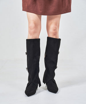 ベルトデザインスエードカバーロングブーツ/55505