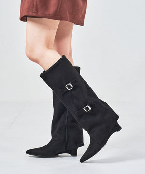 ベルトデザインスエードカバーロングブーツ/55505