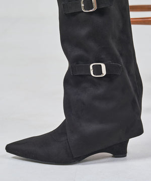ベルトデザインスエードカバーロングブーツ/55505
