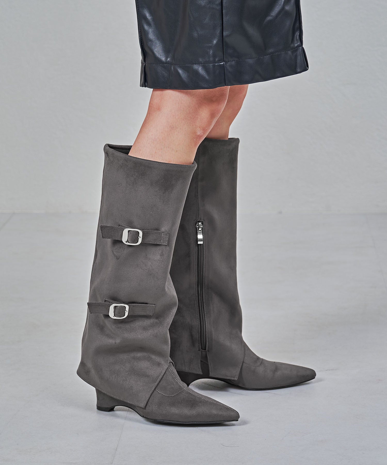 WEB限定】ベルトデザインスエードカバーロングブーツ/55505