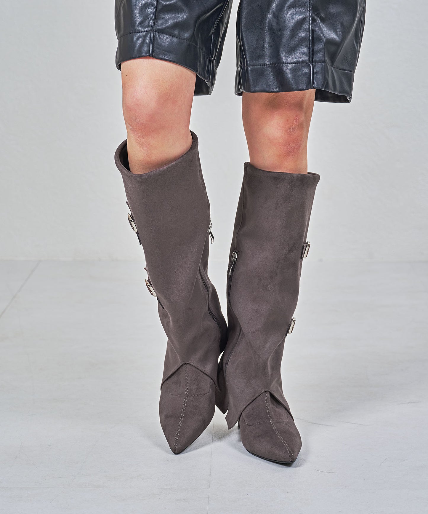 ベルトデザインスエードカバーロングブーツ/55505