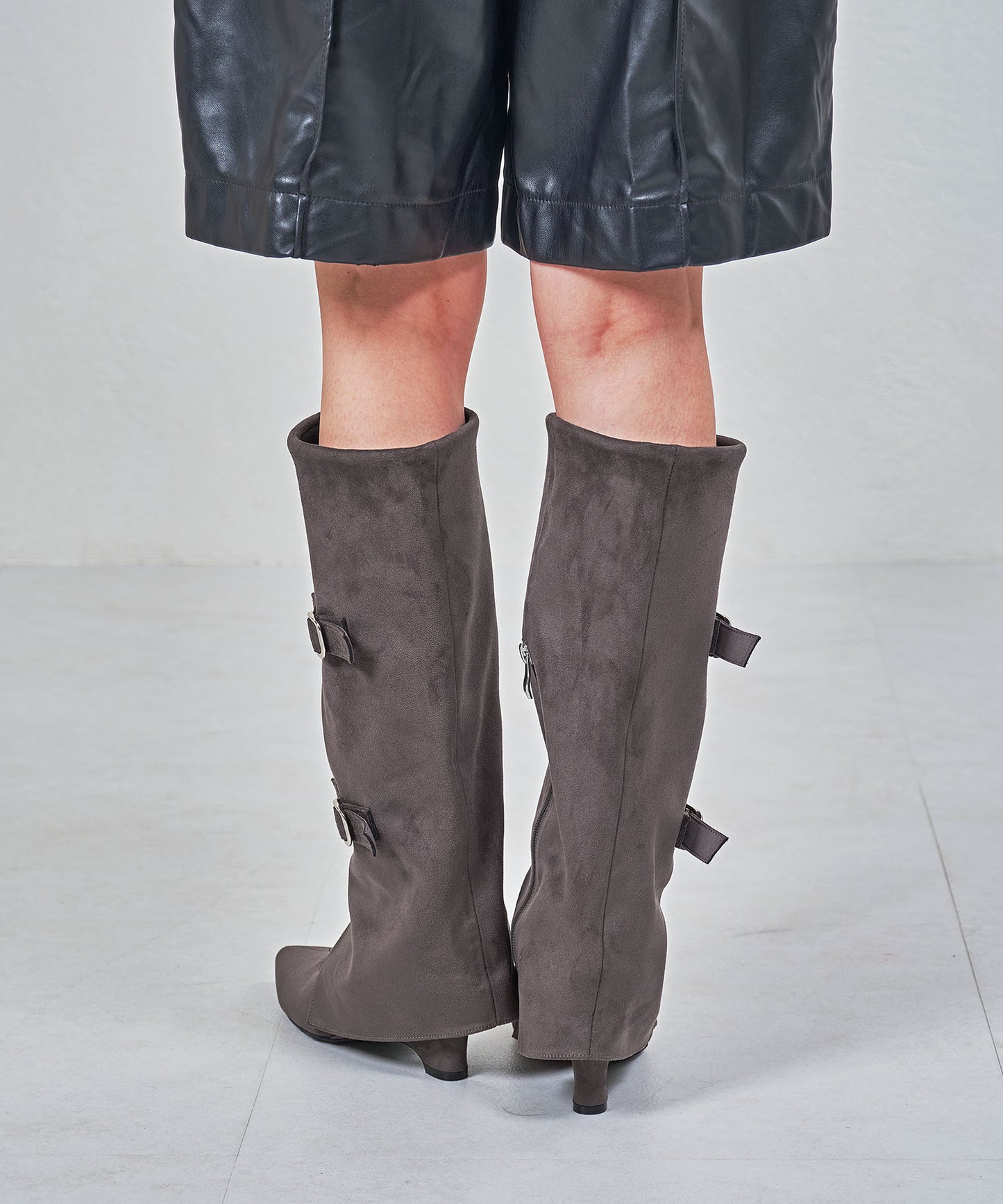 ベルトデザインスエードカバーロングブーツ/55505