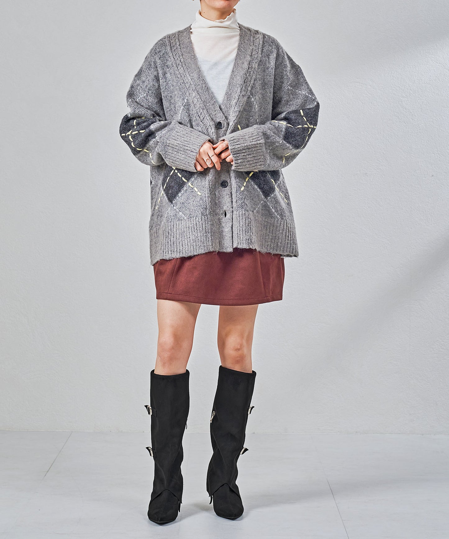 ベルトデザインスエードカバーロングブーツ/55505