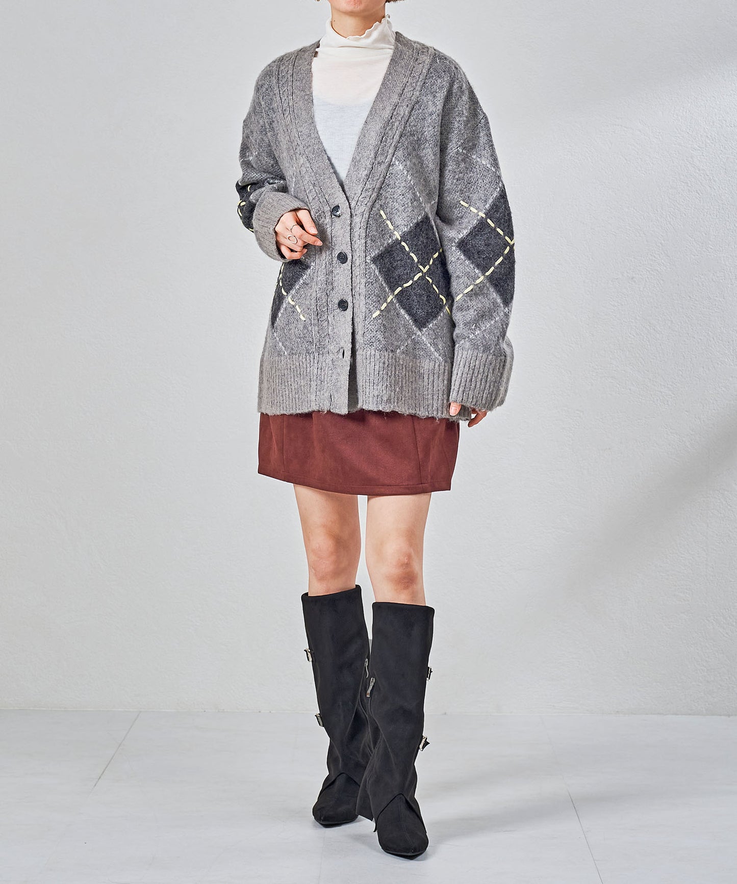 ベルトデザインスエードカバーロングブーツ/55505