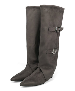 ベルトデザインスエードカバーロングブーツ/55505