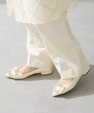 ビジューバックルフラットパンプス/56101