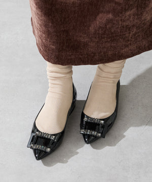 ビジューバックルフラットパンプス/56101