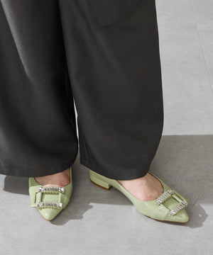 ビジューバックルフラットパンプス/56101